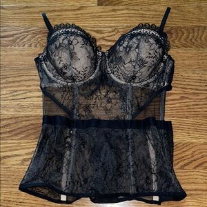 Victoria's Secret Black Lace Bra with Underwire and Sheer Panels